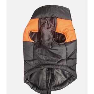 Adjustable Two-Tone Padded Dog Jacket With Zipper & D-Ring Leash Attachment
